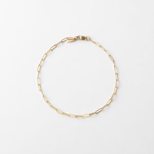 Solid Gold Dainty Paperclip Chain Bracelet