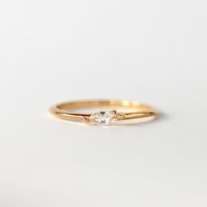 White Sapphire Leaflet Ring
