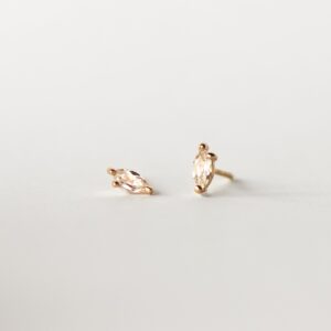 White Sapphire Leaflet Studs